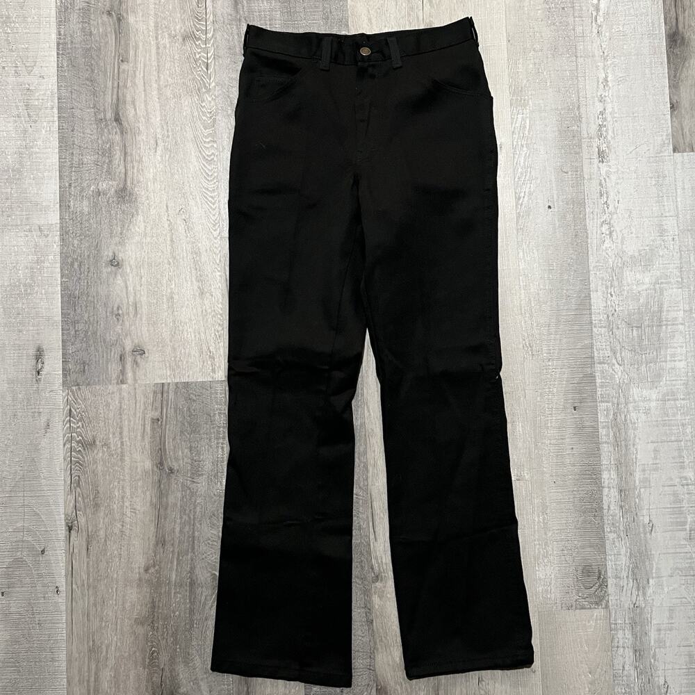 VTG 70s/80s Dickies Cotton Poly Twill Weave Mens Pants Black Flared Bootcut 28